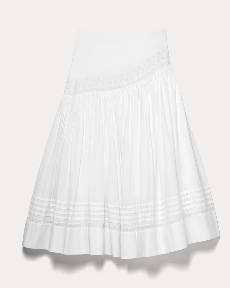 Front of a size 10 Aubrac Skirt in White by Merlette. | dia_product_style_image_id:319892